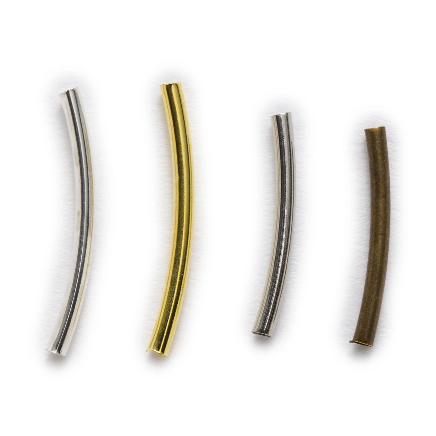 100 Piece 4 Colors Smooth Curved Spacers Tube Connector Findings Jewelry Making DIY Accessories