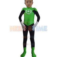 Дети супергерой Зеленый Фонарь костюм высокая эластичность, спандекс Детский костюм зеленого фонаря для вечерние шоу