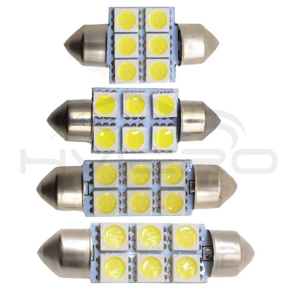 10X Белый светодиод 31 мм 36 мм 39 мм 41 мм C5w c10w 5050 6Led DC 12 В гирлянда для салона купольный светильник для багажа лампа для чтения лампа дверной светильник