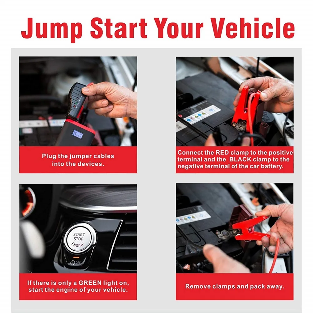 Portable Car Jump Starter 500A Auto External Battery 12V Multi-function Vehicle Emergency Battery Booster Car Starter Power Bank