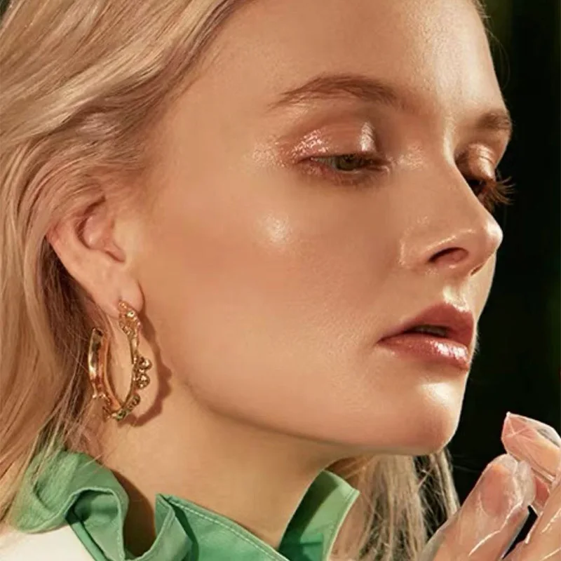 

2019 New Fashion Hoop Earrings for Women Wholesale Geometry Round Ear Circle Stainless Steel Earrings Jewelry Mother's day Gifts