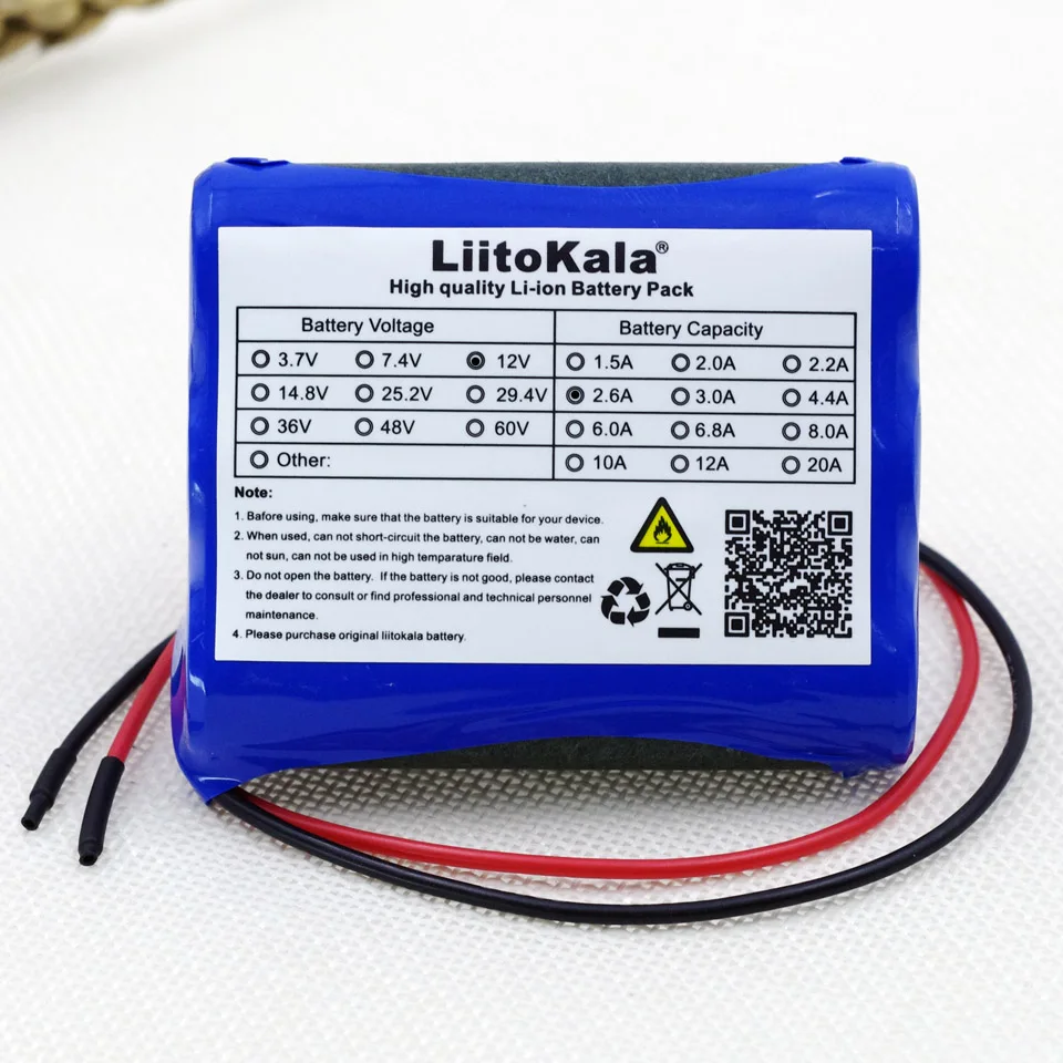 Liitokala 12 В 2600 мАч литий-ионный 12.6 В 2.6a 11.1 В CCTV Батареи для камеры Перезаряжаемые 18650 Батареи 55*67*20 мм