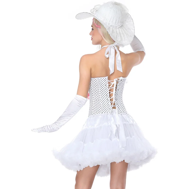 Waist Trainer Corsets White Halter Sexy Gothic Corsets Dress Dot Corsets With Skirt Body Shapers Intimates Corsets And Bustiers (6)