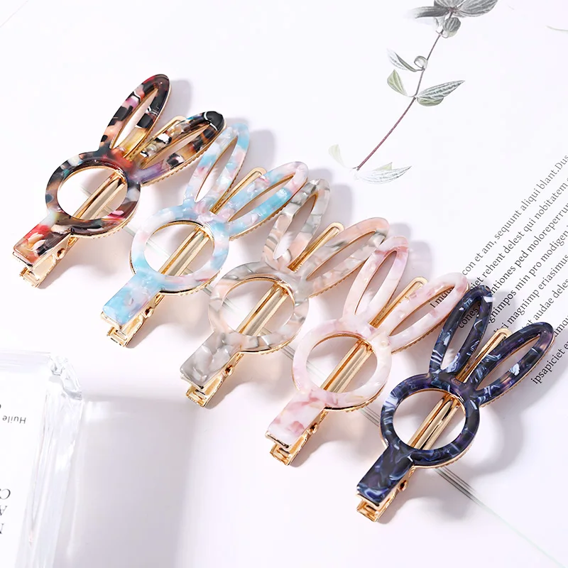 

New Women Girls Cute Colorful Acetate Rabbit Shape Hair Clip Lovely Headwear Headband Hairpin Barrettes Fashion Hair Accessories