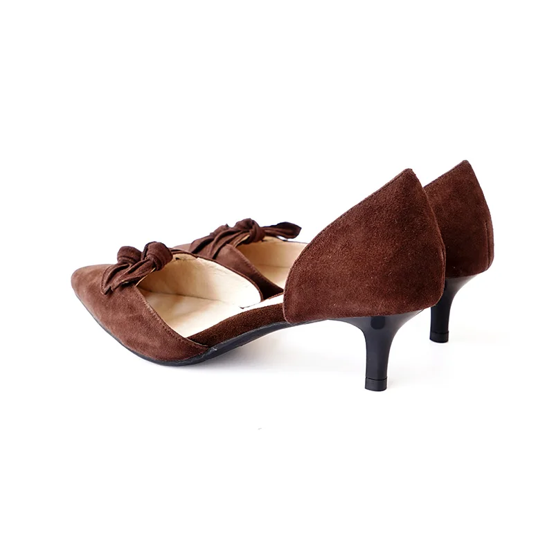 Cuero red De Genuino Vintage Bombea Dedo Pie Brown Zapatos Los Punta beige Medio Suede Del talón D'orsay 4xOZ7nPTq7