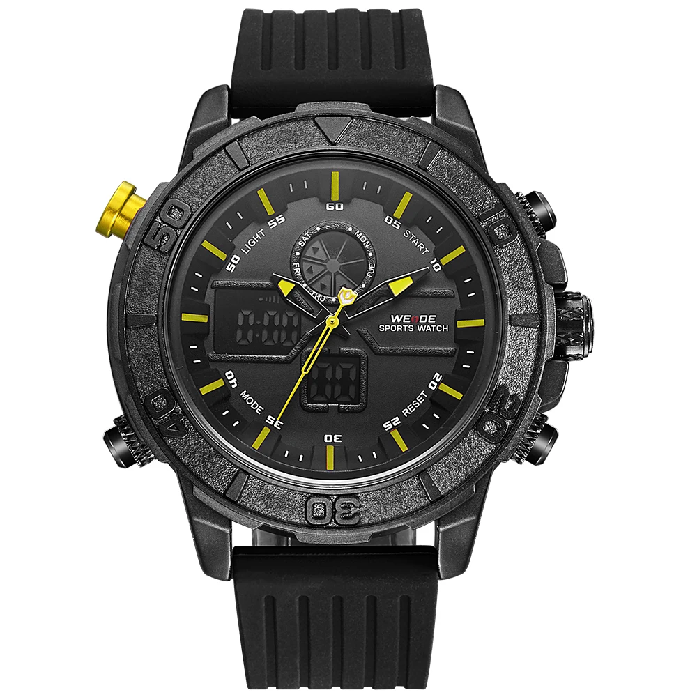 

2017 New WEIDE Top Brand Mens Watch Multi-functional Electronic Watches LED Alloy Clock Relogio Masculin SiliconBelt Waterproof