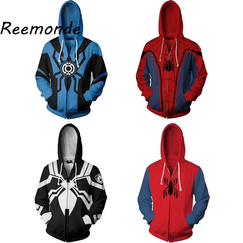 Spiderman Venom 3D Printing Hoodie Sweatshirt Cosplay Coat Jacket Costume White