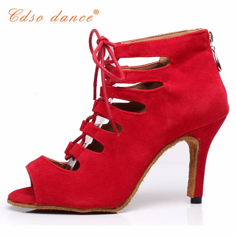 Cdso dance brand shoes 10312 Red /blue suede salsa shoe,Women's Satin Latin /Ballroom Dance Shoes