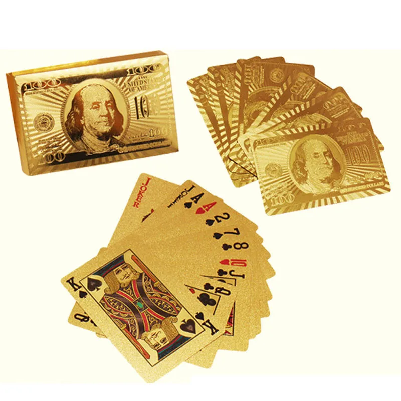 52+ 2 игральные карты 24 K Карат Золотая фольга покер игральные карты Подарочная коллекция