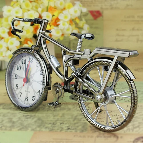 Винтажные часы с арабскими цифрами в форме велосипеда, креативные настольные часы с будильником, домашний декор
