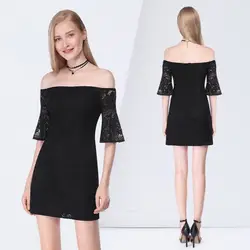 Vestidos De Graduacion Ever Pretty AS05629BK элегантный с открытыми плечами маленькое черное коктейльное Вечерние Vestidos De Festa Курто