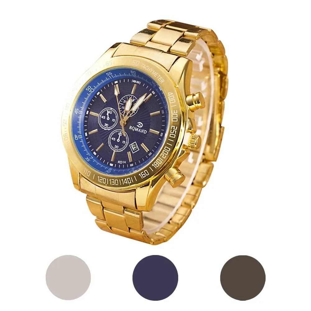 Мужские классические золотые кварцевые аналоговые часы Роскошные модные спортивные наручные часы из нержавеющей стали мужские часы Relogio Masculino A4