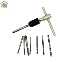 9pcs/Set T Type Machine Hand Screw Thread Taps Reamer M3/M4/M5/M6 Tap Set With 4pcs Twist Drill Bits And Wrench Accessories