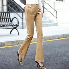Женские сексуальные вельветовые расклешенные брюки женские Новые повседневные брюки с высокой талией женские осенние бархатные широкие брюки