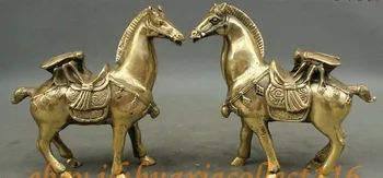 

YM 317 Folk Chinese FengShui Brass Auspicious Win Wealth Year Zodiac Horse Statue Pair