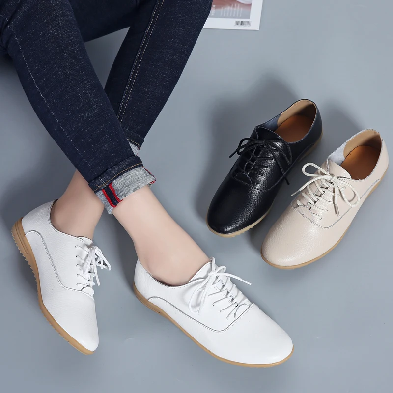 UrButifo/белые женские туфли-оксфорды; обувь из натуральной кожи; удобная женская обувь на шнуровке; обувь для отдыха на низком каблуке; scarpe donna