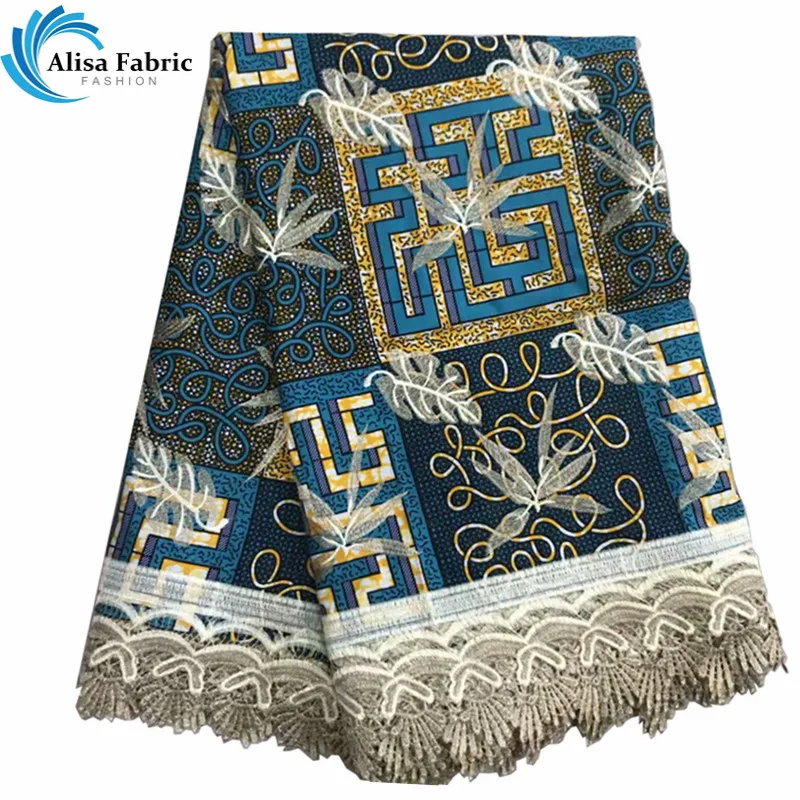 

Hot Selling African Cotton Wax Lace Fabric With High Quality 6 Yards/Piece Nigerian Guipure Lace Hollandais Wax Print Lace 2019