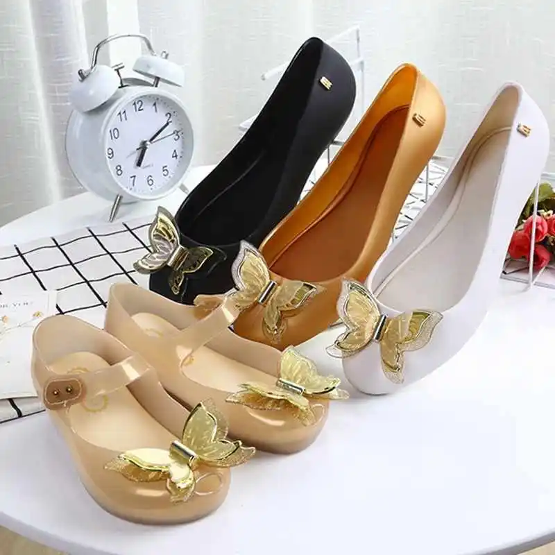 

Beautiful Butterfly for Girls Slippers Fish-mouth Jelly Shoe Mother and Daughter Shoes Beach Pool Warter Slippers