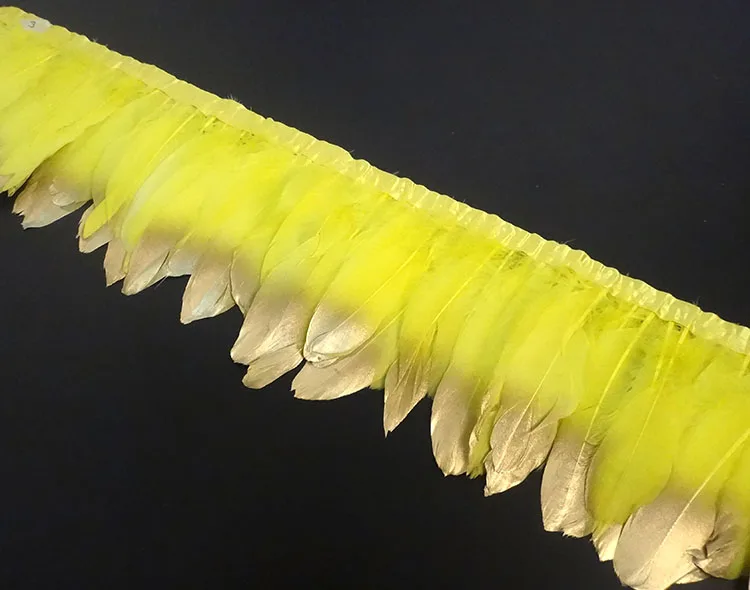 Красивые золотые гусиные перьевые триммеры высота 15-20 см украшение из гусиных перьев для карнавала Ornam Свадебная вечерние украшения ленты