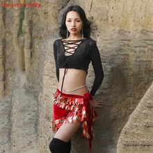 Топ танца живота или модная юбка Восточный танец Модный шарф с блестками Юбка для танца живота