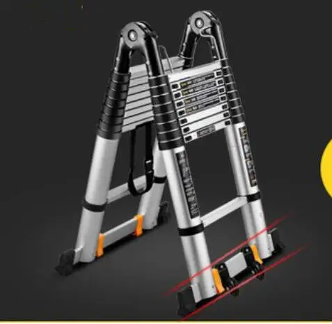 М 2,5 м+ 2,5 Портативный Алюминий AlloyTelescopic лестница с совместных многоцелевой выдвижной прямой регулируемый