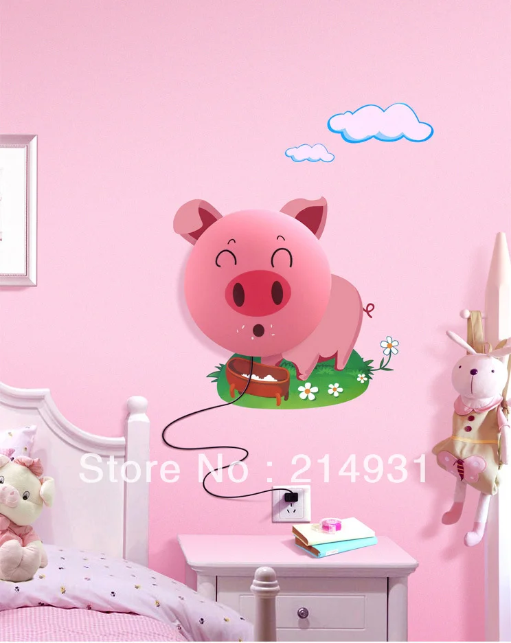 Smile Pink Pig Night Light Lamp Diy 3d Wallpaper Novelty