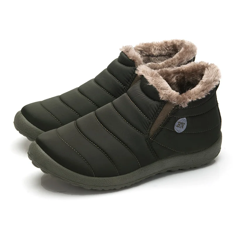 YWEEN/однотонные зимние ботинки; мужские теплые водонепроницаемые ботинки без шнуровки; Мужская зимняя обувь размера плюс 35-48 - Цвет: Зеленый