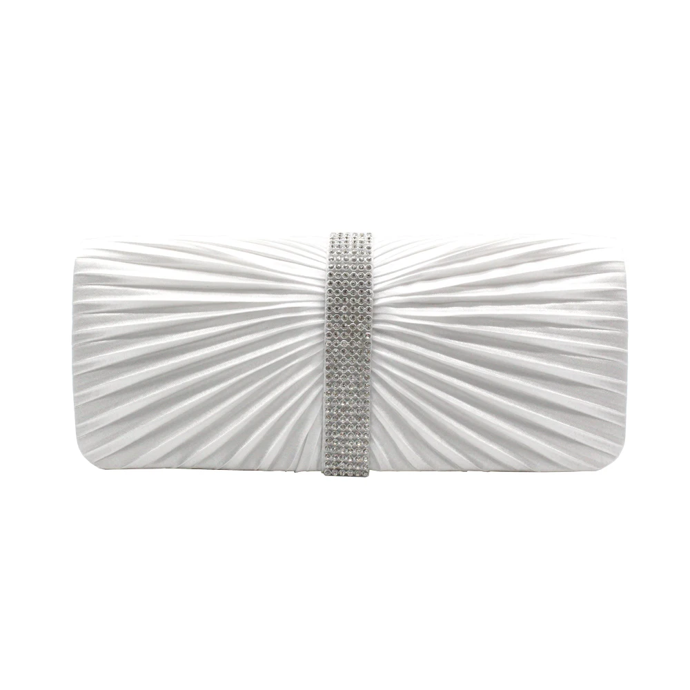 

European American fashion evening bag diamante diamond crystal rhinestone pleated drape satin evening clutch bag