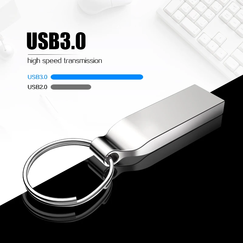Купить Металл с кольцом для ключей 32 ГБ флеш накопитель USB 3,0 смартфон офис 128 высокая speeed Универсальный 64 накопитель memory stick