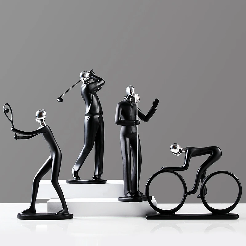 

Modern Creative Bicycle Exercise People Figurines Resin Minimalist Abstract Art Sculpture Figurines Miniatures Decorations Craft