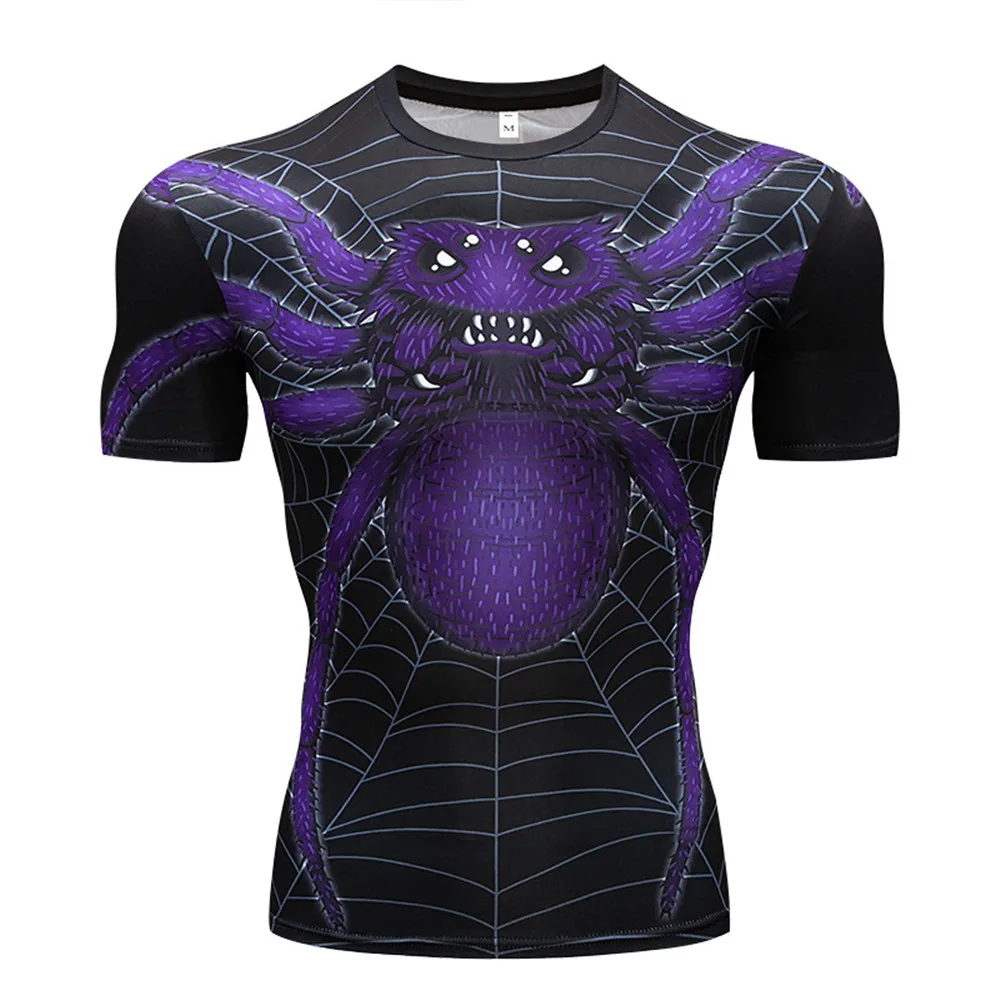 Косплей Человек-паук 3D печать Фиолетовый Футболка с пауком спортивные колготки мужские быстросохнущие фитнес впитывает Колготки Новые