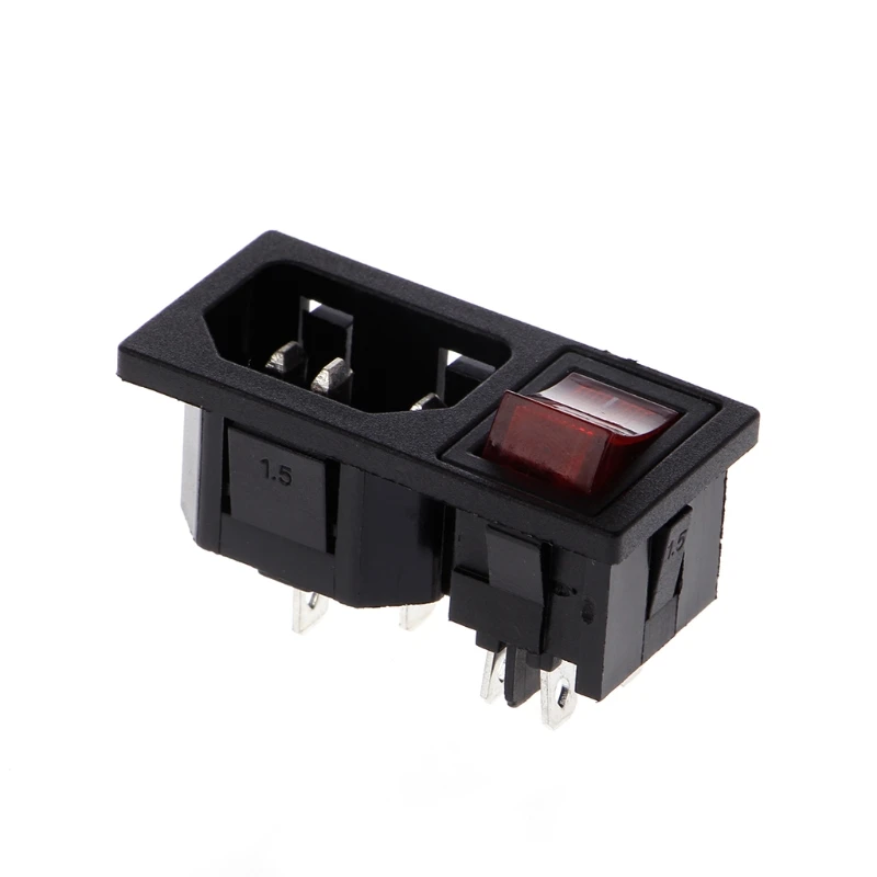 

10A 250V AC SPST Rocker Switch 3 Pin IEC320 C14 Inlet Module Plug Fuse Switches Accessories Dropshipping