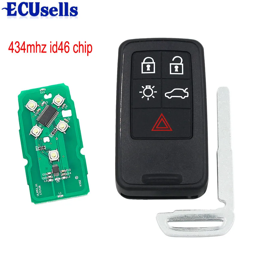 5 buttons Smart Remote Key for Volvo XC60 S60 S60L V40 V60 434mhz id46