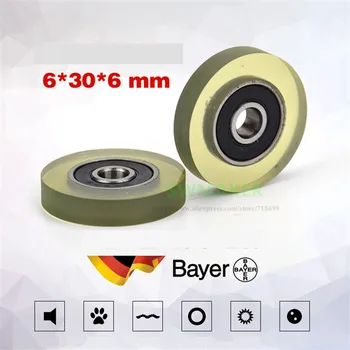 

6*30*6mm silent flat wheel rubber, polyurethane PU roller bearing pulley for counting machine, sorting mechanical drawer