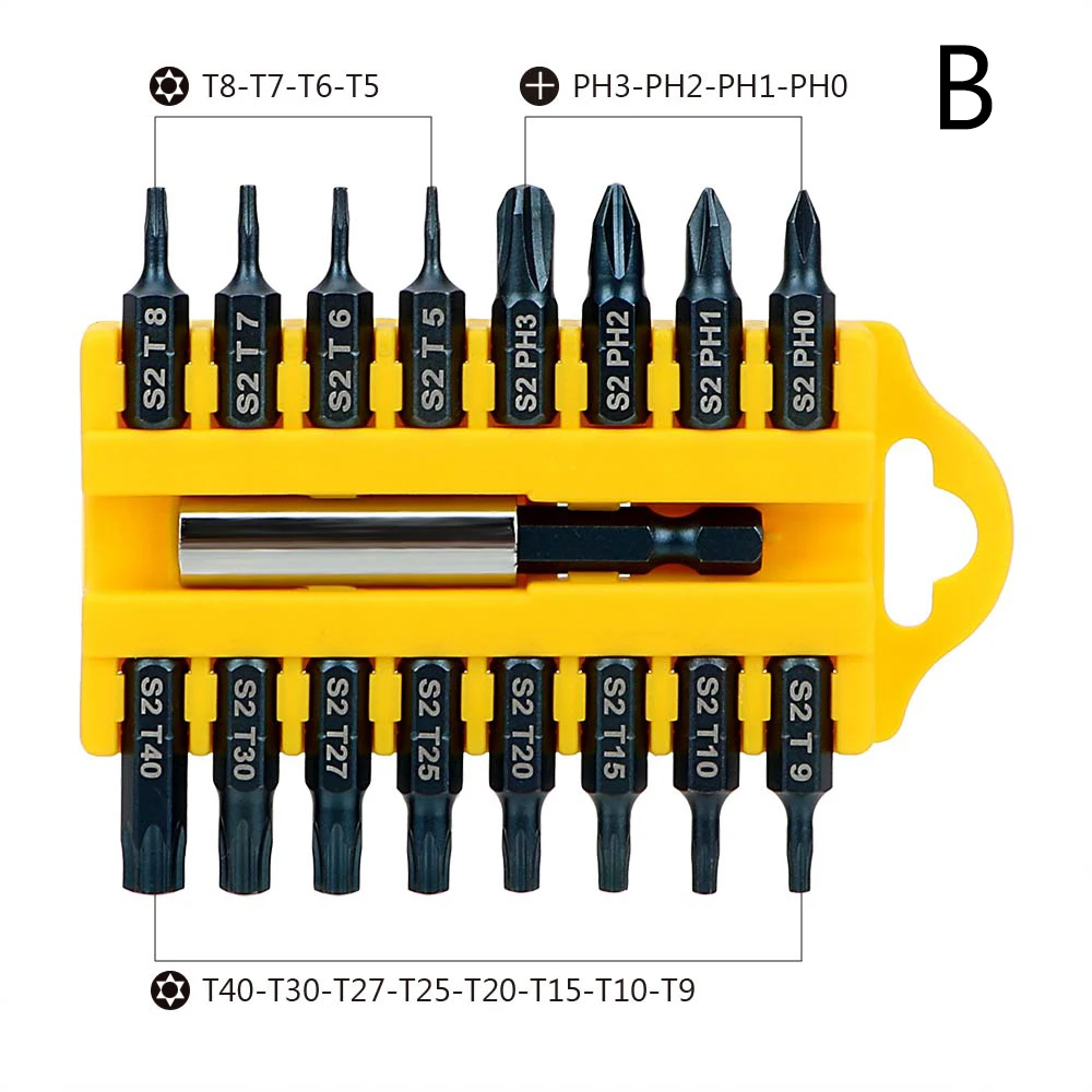 DIYWORK безопасности подделок Torx Hex звезды бит 17 шт./компл. отверткой держатель бит