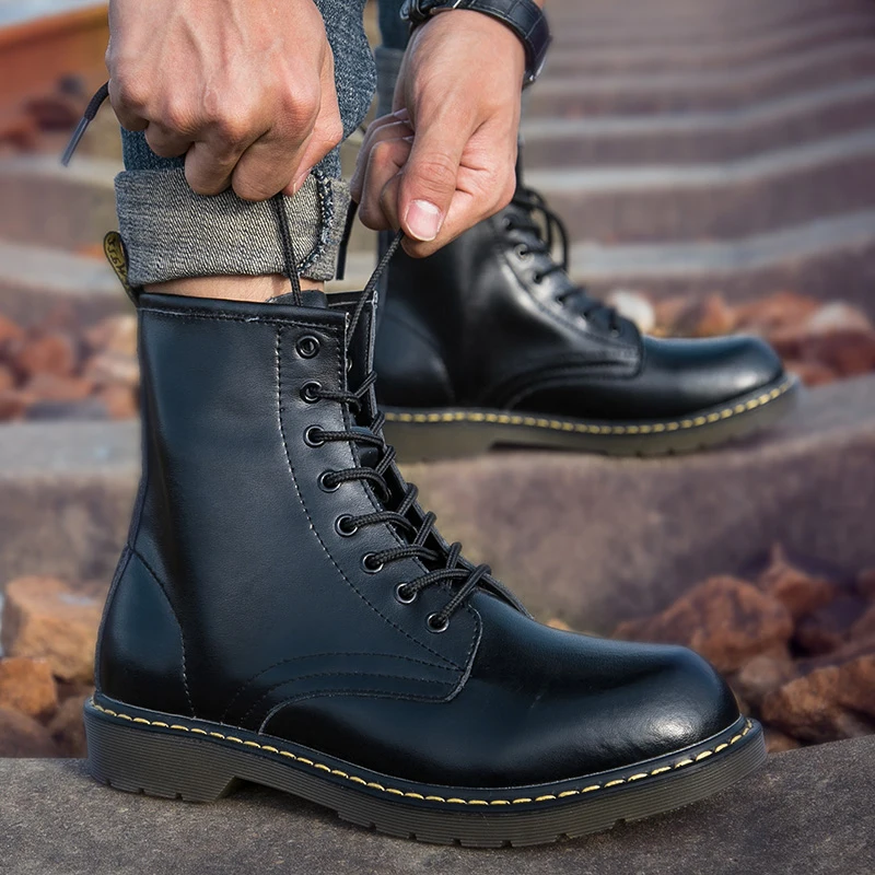 

2018 New Men's Martin Boots Winter/Autumn Big Size Men Mid-Calf Boots Casual Ankle Boots Mens Retro Snow Boots Fashion Men