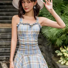 Купальник Цельный купальный костюм с пуш-ап женский купальник размера плюс Новинка юбка плед полиэстер Sierra Surfer