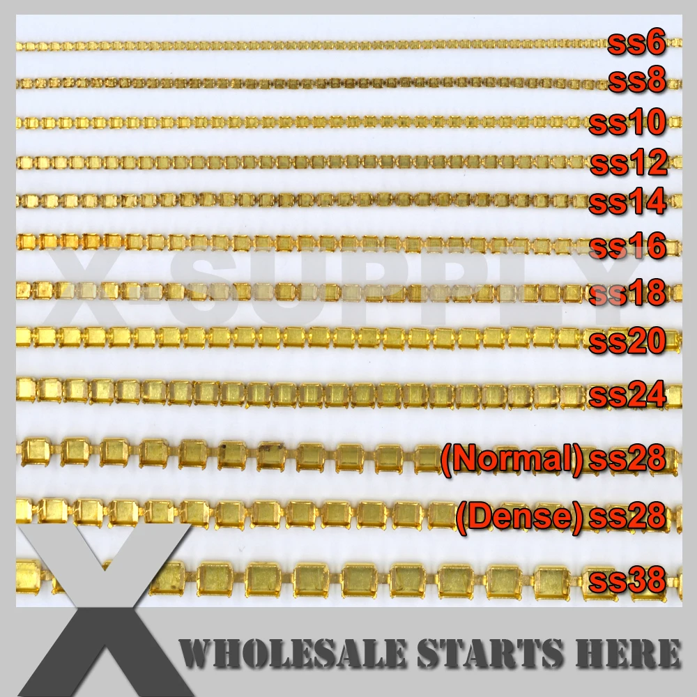 

(SS6-SS38) Close Dense Empty Cup Chain Without Rhinestones for Jewelry Decorations,Apparel,Shoes,Hats (Center Connectors)