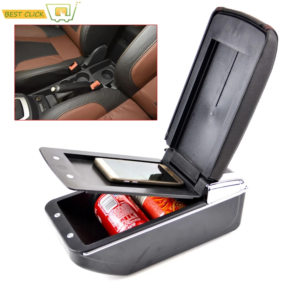 

Center Console Storage Box Leather Dual Layer Armrest Arm Rest For Ford Fiesta 2009-2017 2010 2011 2012 2013 2014 2015 2016