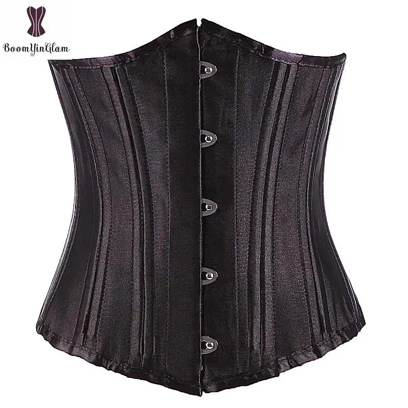 

Satin Underbust Push Up Corset Top Plus Size Bustier Spiral Steel Boned Corselet Gothic Black Waist Trimmer Sexy Waist Cincher