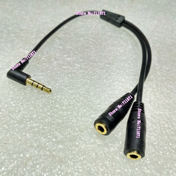 

4 section Bend Right Angle 3.5 Male Double Female one Split two Audio cable 20cm short 3.5 Male two Female Audio line Cable Cord