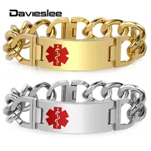 Davieslee модные браслеты для вечеринок для женщин мужские спецодежда медицинская оповещения нержавеющая сталь женские 19,5 мм LKBM166