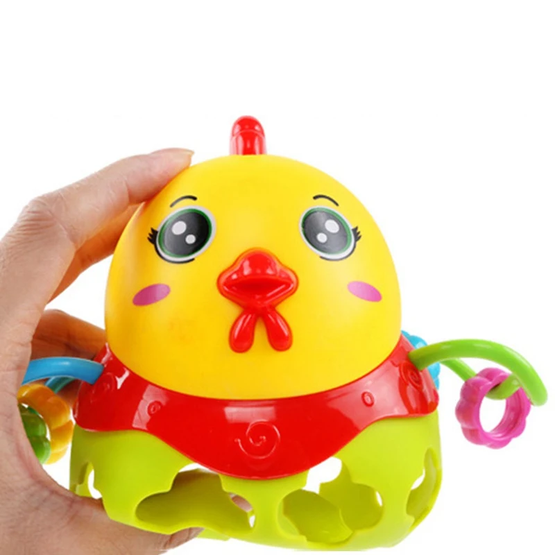 Цыпленок мягкий резиновый ручной Колокольчик для хватания мяч Уникальный дизайн красочный детский погремушка инструмент погремушка для