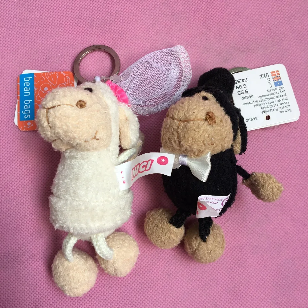 

wholesale Germany Bride and groom sheep Keychain Plush Pendant Backpack Bag Decoration Small doll 6pair/lot