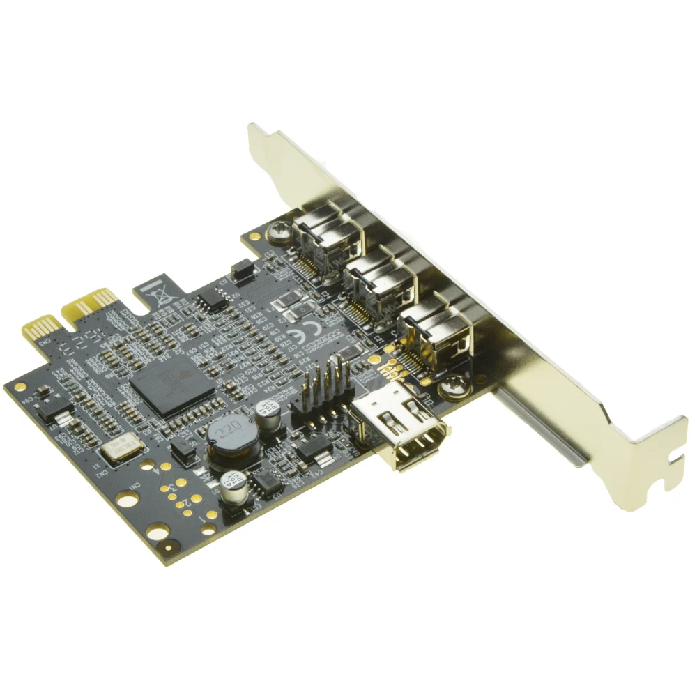  3 puertos 1394B + 1 compartido 6Pin 1394A PCI-e Tarjeta de controlador PCIe a Puerto externo Firewi