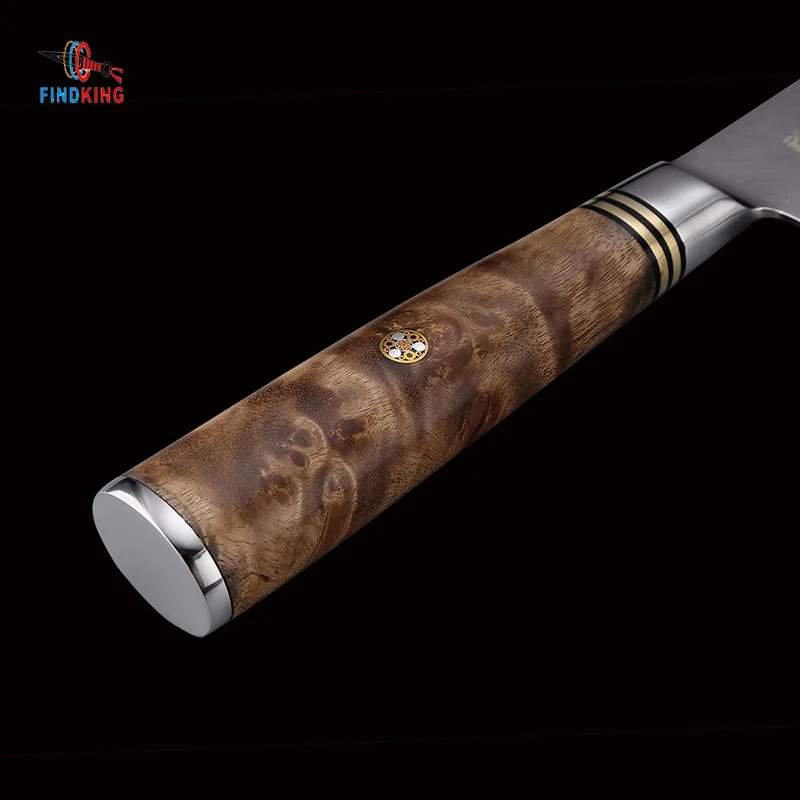 FINDKING AUS 10 Дамасская сталь Sapele с деревянной ручкой рисунком стрелы дамасский нож 7