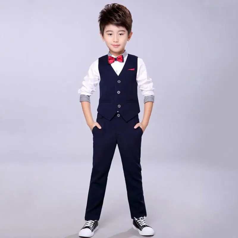 3pcs set shen lan se Vset костюм комплект одежды для мальчиков, жилетка+ штаны+ рубашка, комплекты для маленьких мальчиков костюмы официальная одежда 2/комплект детской одежды из 3 предметов костюм для мальчиков Для Свадебное пианино вечерние Y172 - Цвет: 3pcs set shen lan se