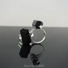 R141206044 камень черный турмалин Точка Регулируемое Кольцо серебро