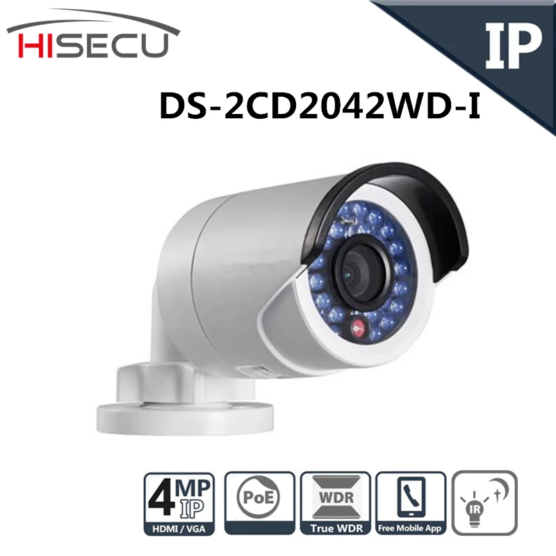 English Version IP camera 4MP Bullet Security Camera with POE Network camera DS-2CD2042WD-I Video Surveillance 4/6/12mm lens