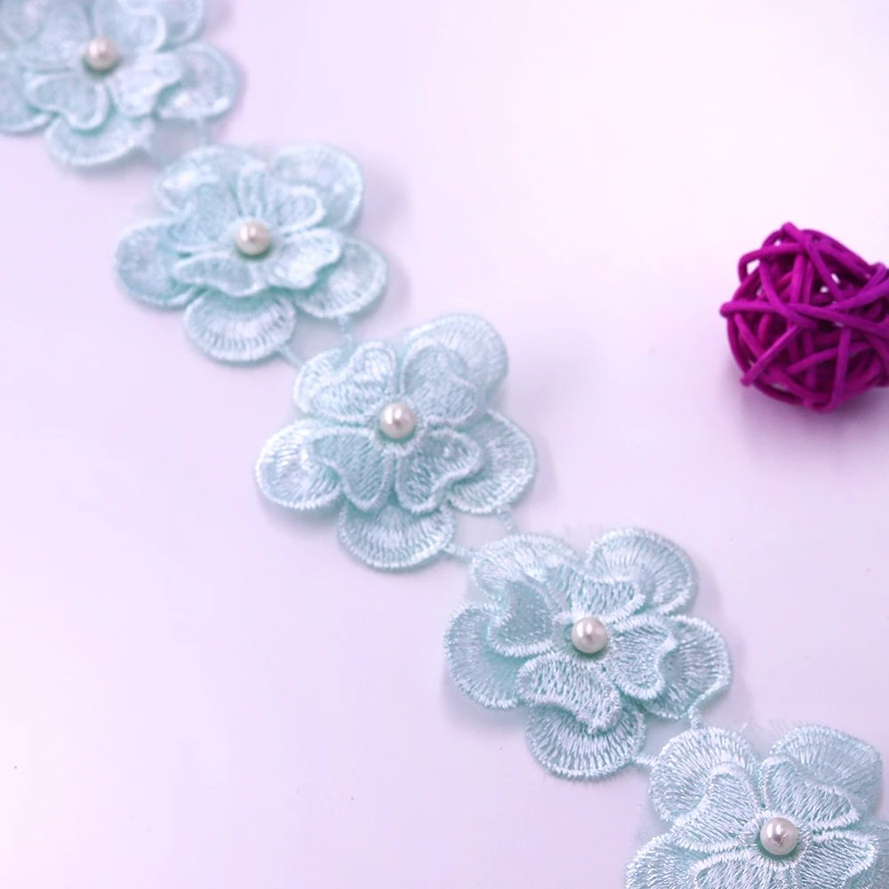 Pearl Lace Flower For Dress Ribbon Lace Trim Knitting Wedding Embroidered DIY Handmade Patchwork Sewing Supplies Craft H630 91cm lace ribbon lace sewing accessories lace sewing supplies lace accessories lace garment accessories lace decoration clothing craft accessories